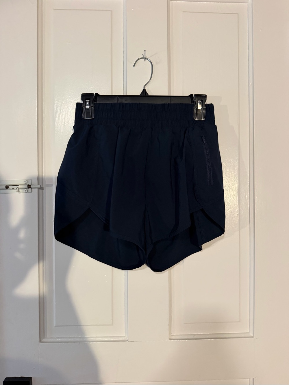 Women’s Navy Running Shorts with Side Zip Pocket